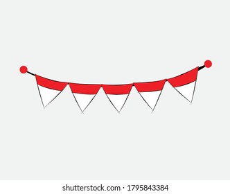 bandera indonesia sobre fondo blanco en ilustración vectorial