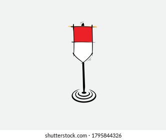 indonesian flag on White background in vector illustration