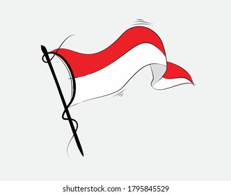 indonesian flag on White background in vector illustration