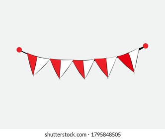 indonesian flag on White background in vector illustration
