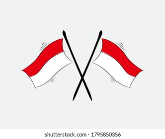 bandera indonesia sobre fondo blanco en ilustración vectorial