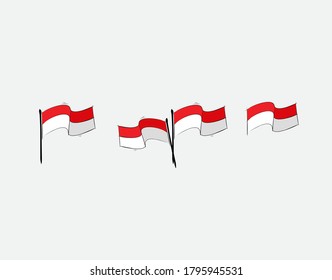 indonesian flag on White background in vector illustration
