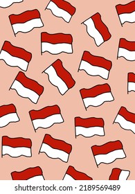 Indonesian flag patterns on pastel color background illustrations for phone case, logo, pillow case, fabric print, wallpaper, social media post, doodle, covers, templates, wall decor, cards