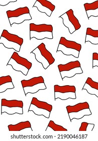 Indonesian flag patterns on white background illustrations for phone case, logo, pillow case, fabric print, wallpaper, social media post, doodle, covers, book covers, wall decor, cards, templates