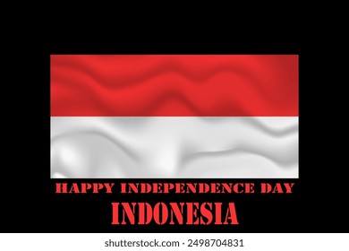 Indonesian flag with realistic wave motif, Republic of Indonesia Independence Day