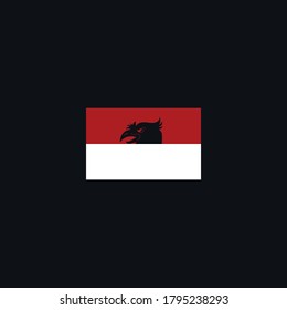 Indonesian flag with a red Garuda head