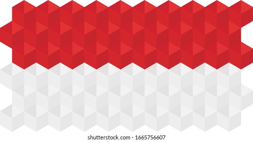 Bandera indonesia con textura 3D roja y blanca