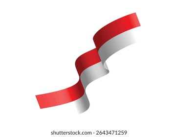 Indonesian Flag Ribbon in 3d Design and Shape. Vector Illustration