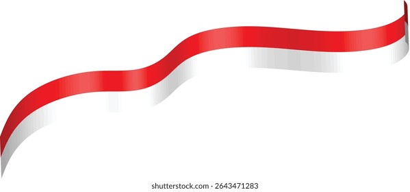 Indonesian Flag Ribbon in 3d Design and Shape. Vector Illustration