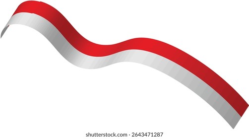 Indonesian Flag Ribbon in 3d Design and Shape. Vector Illustration