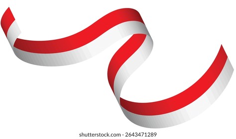 Indonesian Flag Ribbon in 3d Design and Shape. Vector Illustration