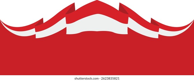 Indonesian Flag Ribbon Border. Flat Vector Illustration