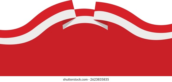 Indonesian Flag Ribbon Border. Flat Vector Illustration
