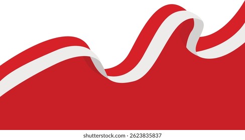 Indonesian Flag Ribbon Border. Flat Vector Illustration