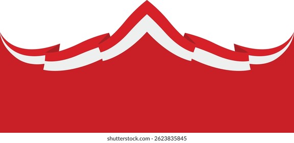 Indonesian Flag Ribbon Border. Flat Vector Illustration
