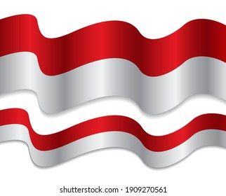 
Indonesian flag with ribbon shape vector design