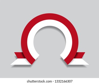 Indonesian flag rounded ribbon abstract background. Vector illustration.