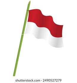 Indonesian Flag with Spiky Sharpened Bamboo Indonesia Independence Day Illustration Vector