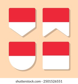Indonesian flag with various shapes vector eps for design element, decoration, banner, emblem, promotion, event, holiday, social media post, icon, poster, etc. Editable and scalable.