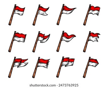 Icono del Vector de la bandera indonesia, rojo y blanco
