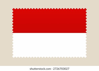 Indonesian flag vector illustration creatively designed as a postage stamp, symbolizing national pride and international correspondence..