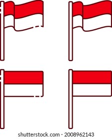 Indonesian Flag Vector Set - Amazing flat minimalist vector icon suitable for Indonesian independence day on 17th august, website, apps, icon, sign, design assets, and illustration in general - Vector