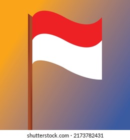 indonesian flag vector wiith wood stand