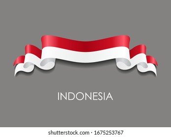 Indonesian flag wavy ribbon background. Vector illustration.