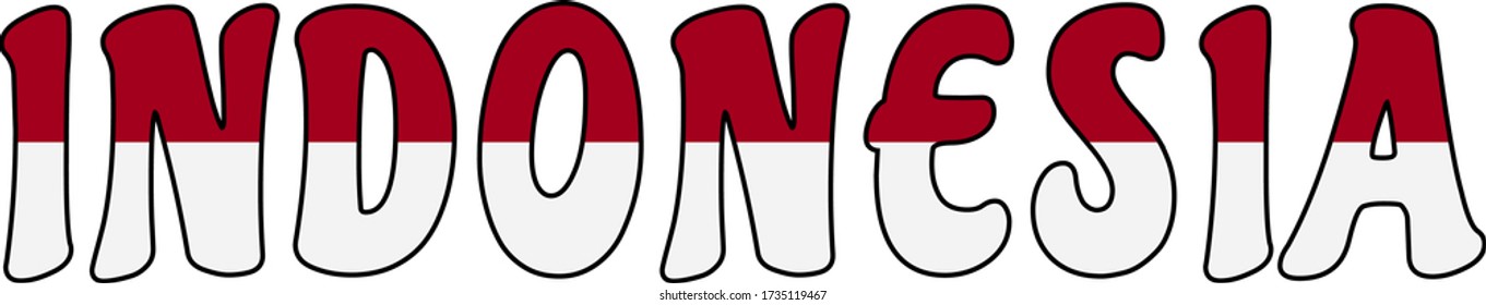 Indonesian flag, white and red, inside the word Indonesia