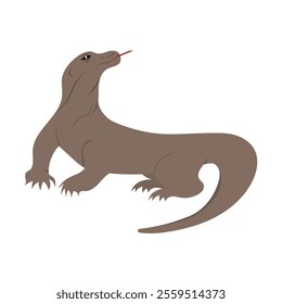 Indonesian Flora And Fauna Vector Illustration - Komodo Dragon