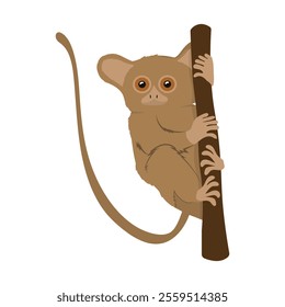 Indonesian Flora And Fauna Vector Illustration - Tarsier