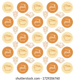 Indonesian food background pattern in brown and white color