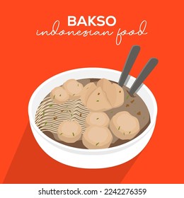 Indonesian food bakso illustration in flat style