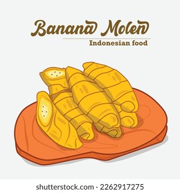 Indonesian food called molen banana illustration vector