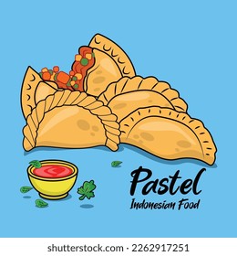 Indonesian food called pastel illustration vector