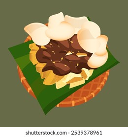 An Indonesian food called Tahu Tek. A simple vector illustration of Tahu Tek that would fit for social media post, flyer, poster and more