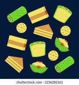 Indonesian food, chocolate and pandan steamed cookies pattern