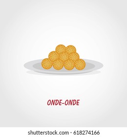 Indonesian Food Design Vector. "Onde-Onde" Icon