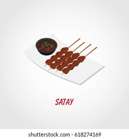 Indonesian Food Design Vector. "Satai" Icon