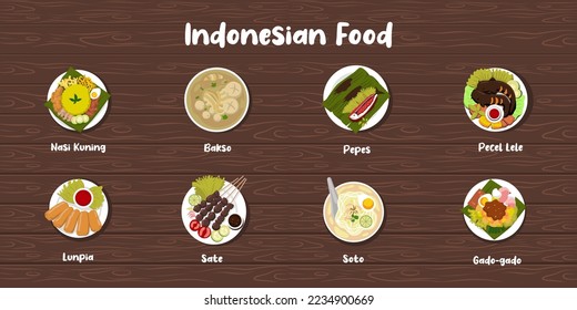 indonesian food flat style illustration design