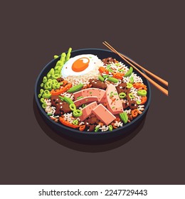 Indonesian Food fried rice or  Nasi Goreng. tasty authentic traditional asian dishes