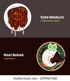 Indonesian food icon flat design. Madura cuisine vector illustration