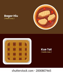 Indonesian food icon flat design. Bengkulu cuisine vector illustration