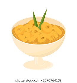 Indonesian Food Kolak Pisang. Banana Compote Illustration