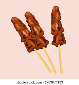 Indonesian food meat satay vector