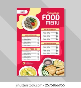 Indonesian food menu template, food flyer, food menu
