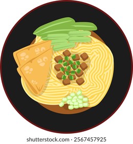 Indonesian food mie ayam pangsit vector