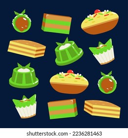 Indonesian food, pandan and palm sugar cake pattern