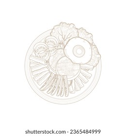 Indonesian Food Selat Solo Line art Illustration Logo