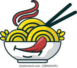 Indonesian food vector with logo cartoon illustration of delicious noodles